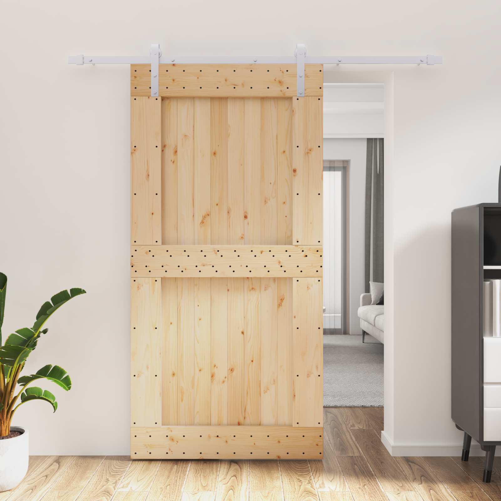 3444962_1.jpg vidaXL Posuvné dvere Prírodná a biela 100 x 210 cm – Obrázok 1
