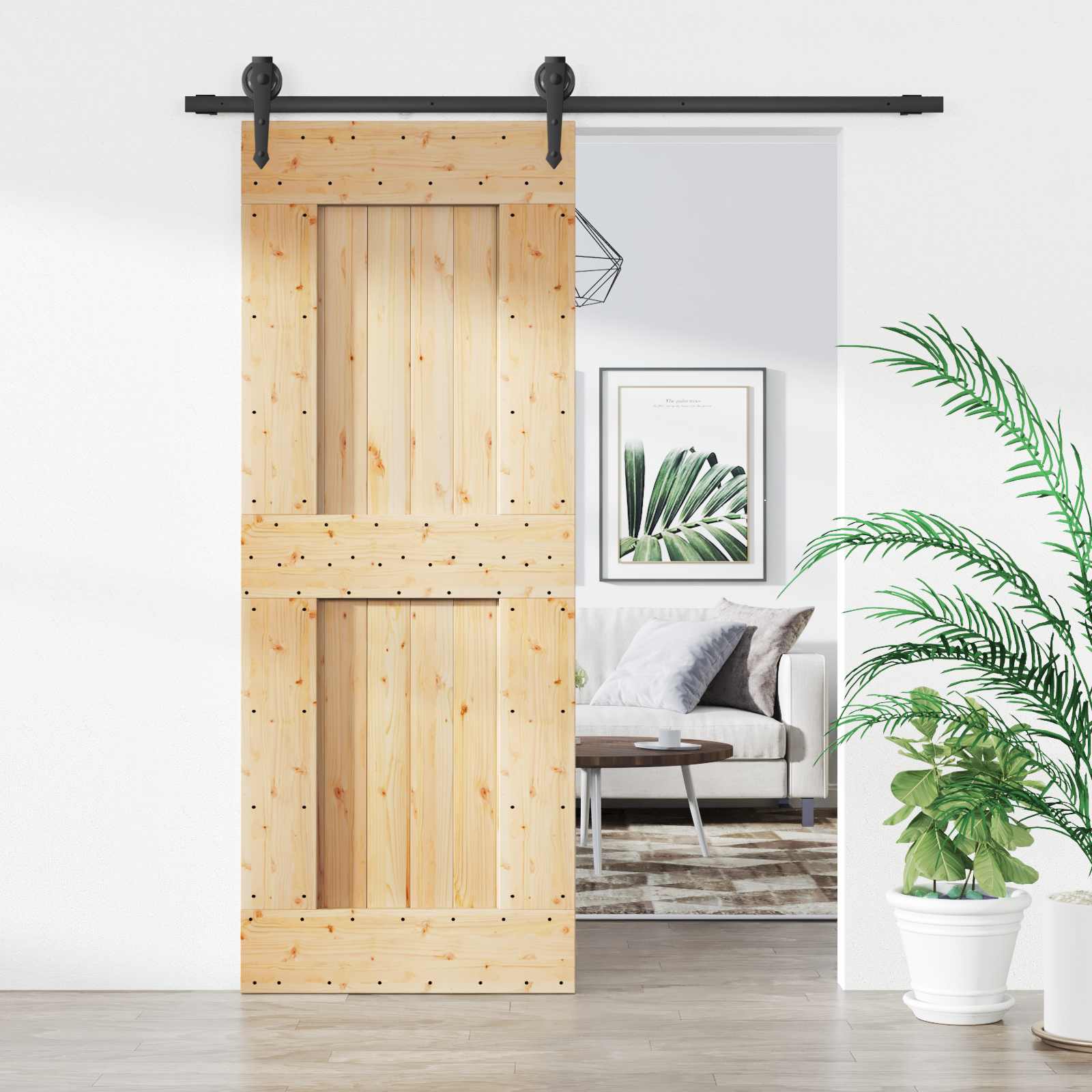 3445126_1.jpg vidaXL Posuvné dvere Prírodná a čierna 80 x 210 cm – Obrázok 1