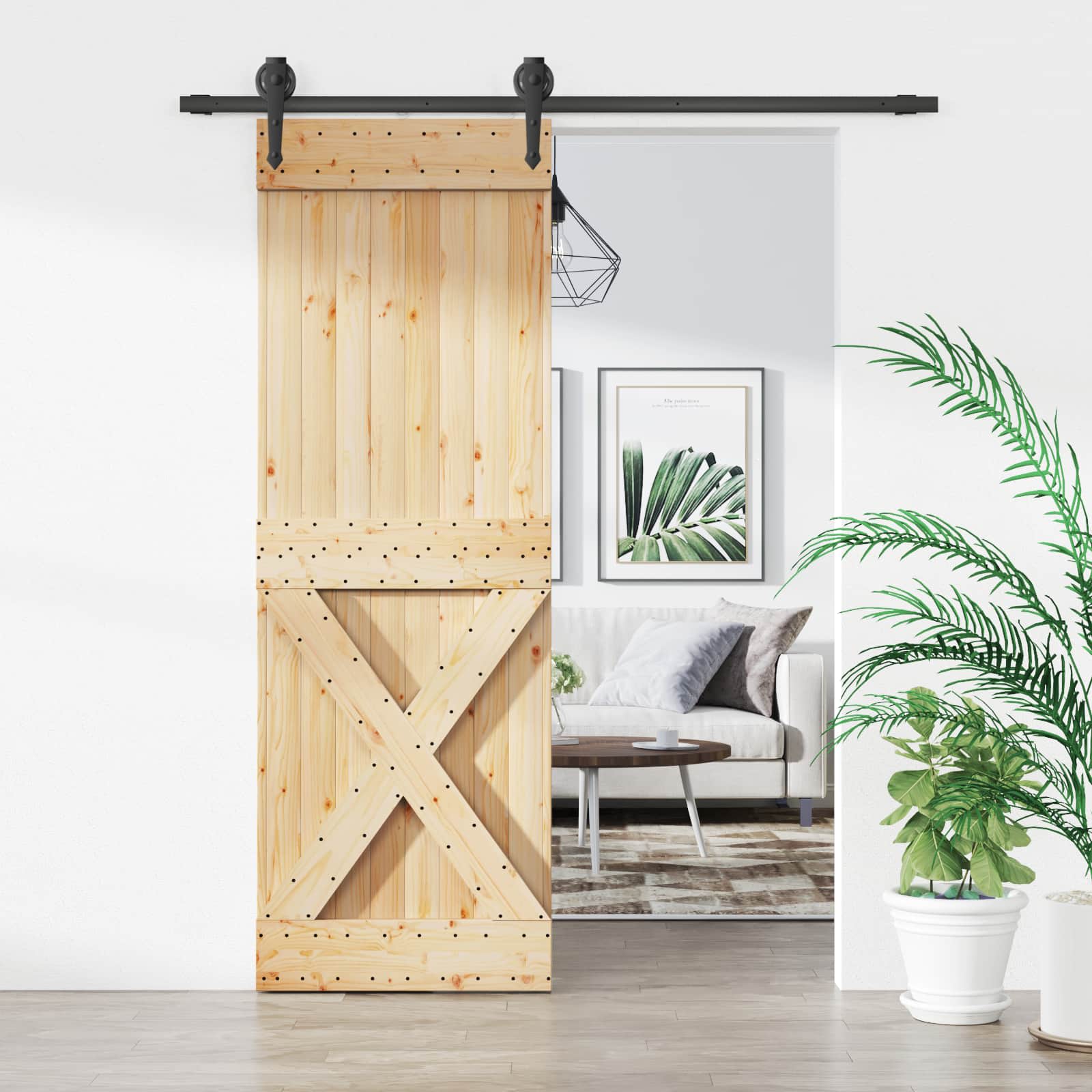 3445129_1.jpg vidaXL Posuvné dvere Prírodná a čierna 70 x 210 cm – Obrázok 1