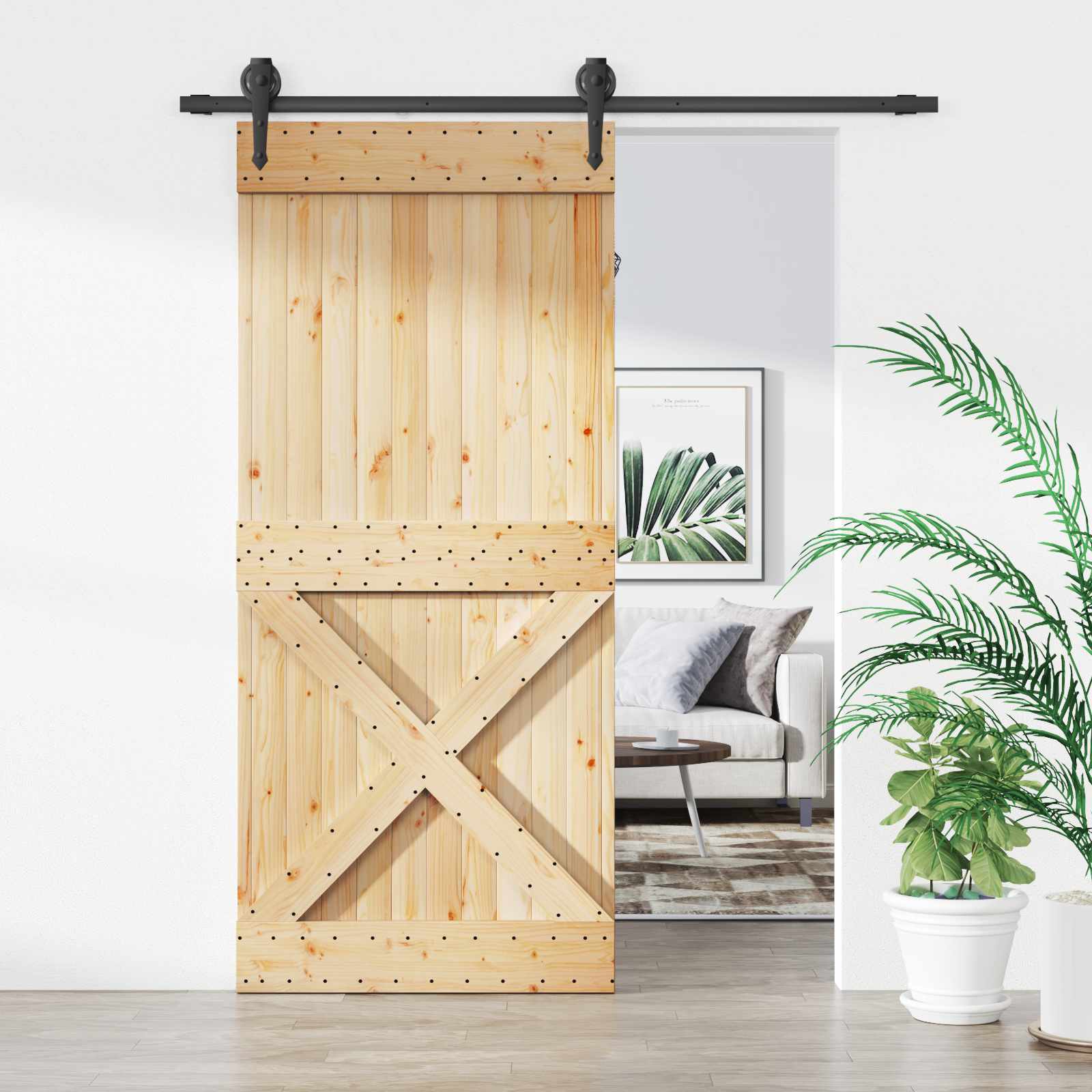 3445132_1.jpg vidaXL Posuvné dvere Prírodná a čierna 90 x 210 cm – Obrázok 1