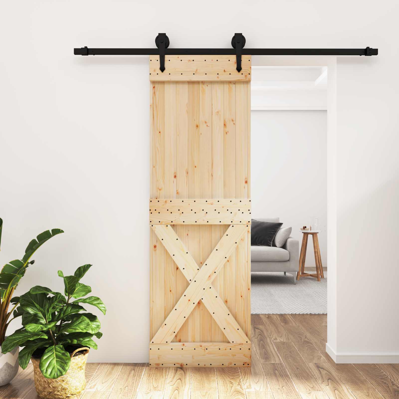 3445164_1.jpg vidaXL Posuvné dvere Prírodná a čierna 70 x 210 cm – Obrázok 1