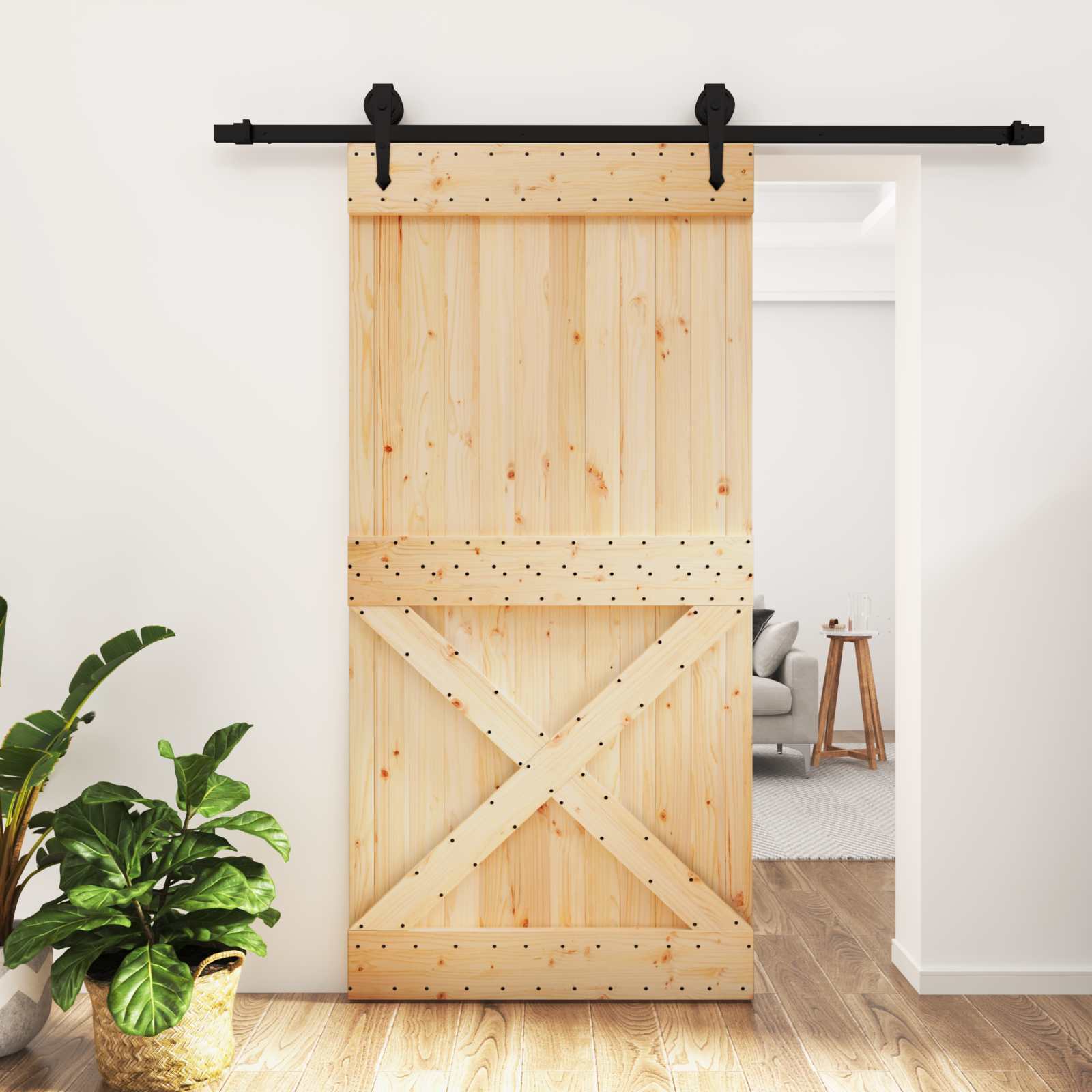 3445169_1.jpg vidaXL Posuvné dvere Prírodná a čierna 100 x 210 cm – Obrázok 1