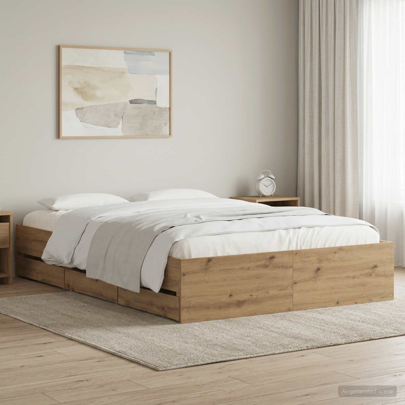3445762_1.jpg vidaXL Rám postele so skladom Dub artisan 160 x 200 cm – Obrázok 1