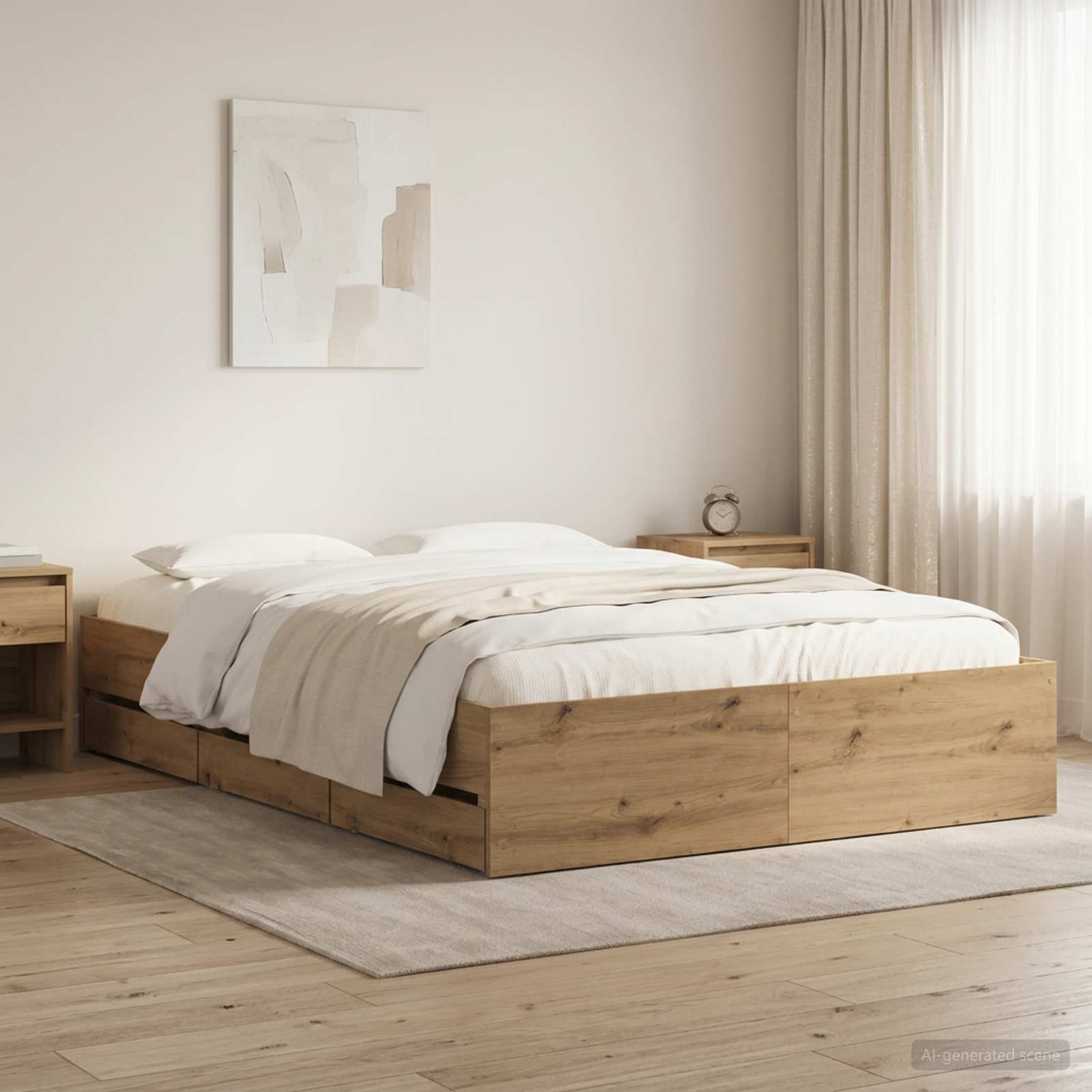 3445763_1.jpg vidaXL Rám postele so skladom Dub artisan 150 x 200 cm – Obrázok 1