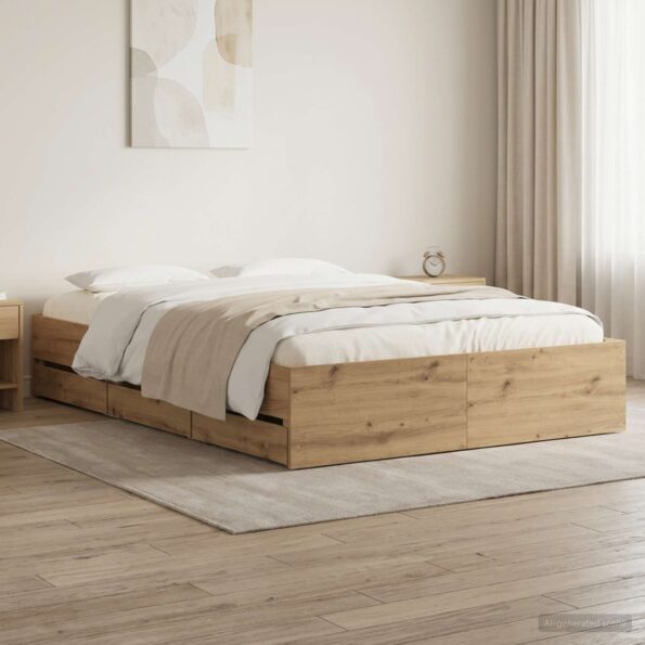 vidaXL Rám postele so skladom Dub artisan 120 x 200 cm – Obrázok 7