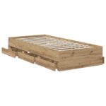 vidaXL Rám postele so skladom Dub artisan 90 x 200 cm Kompozitné drevo – Obrázok 2