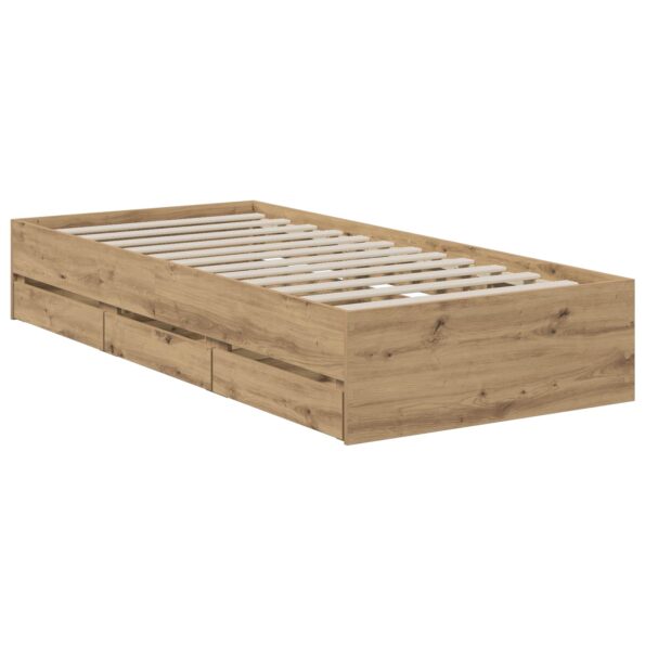 vidaXL Rám postele so skladom Dub artisan 90 x 200 cm Kompozitné drevo – Obrázok 3