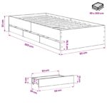 vidaXL Rám postele so skladom Dub artisan 90 x 200 cm Kompozitné drevo – Obrázok 6