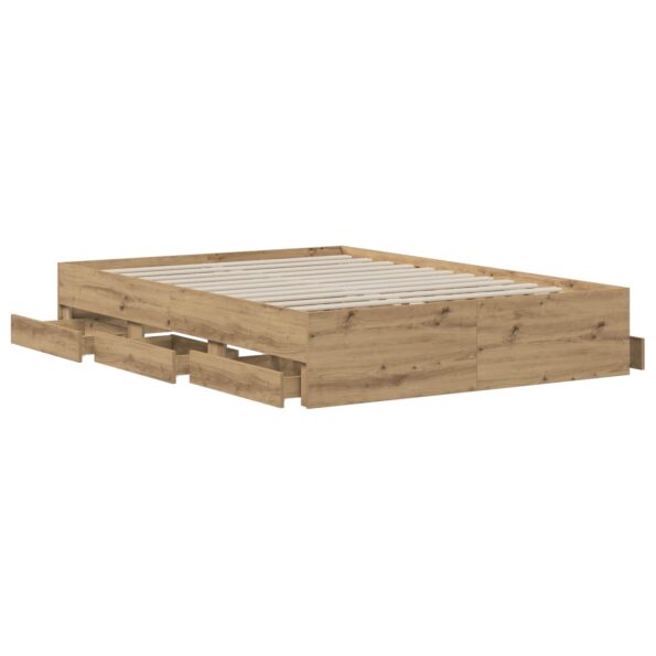 vidaXL Rám postele so skladom Dub artisan 140 x 190 cm – Obrázok 2