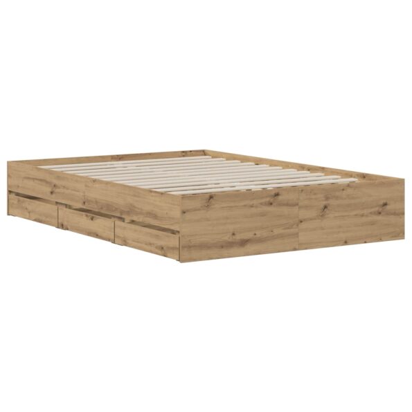 vidaXL Rám postele so skladom Dub artisan 140 x 190 cm – Obrázok 3