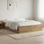 vidaXL Rám postele so skladom Dub artisan 135 x 190 cm – Obrázok 7