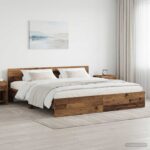 vidaXL Rám postele s čelom Staré drevo 200 x 200 cm Kompozitné drevo