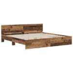 vidaXL Rám postele s čelom Staré drevo 200 x 200 cm Kompozitné drevo – Obrázok 2