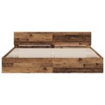 vidaXL Rám postele s čelom Staré drevo 200 x 200 cm Kompozitné drevo – Obrázok 3