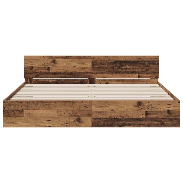 vidaXL Rám postele s čelom Staré drevo 200 x 200 cm Kompozitné drevo – Obrázok 3