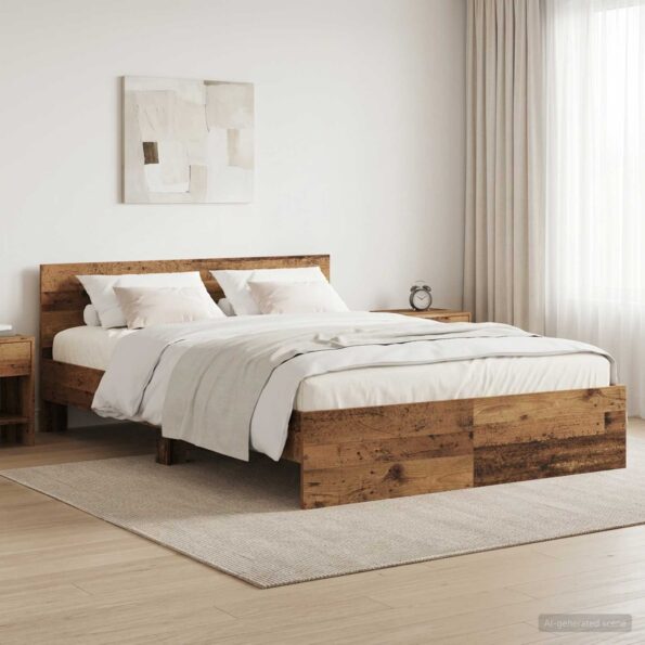 vidaXL Rám postele s čelom Staré drevo 160 x 200 cm Kompozitné drevo – Obrázok 8