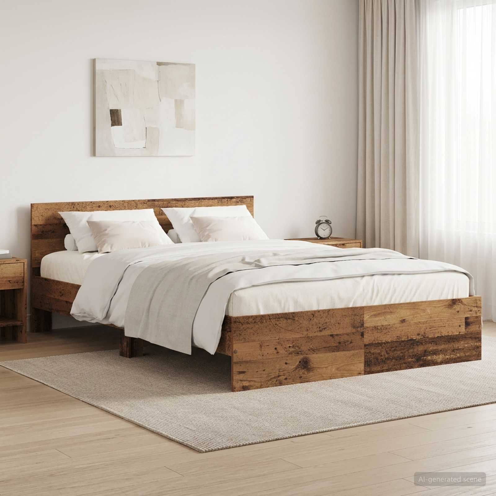 3445771_1.jpg vidaXL Rám postele s čelom Staré drevo 160 x 200 cm Kompozitné drevo – Obrázok 1