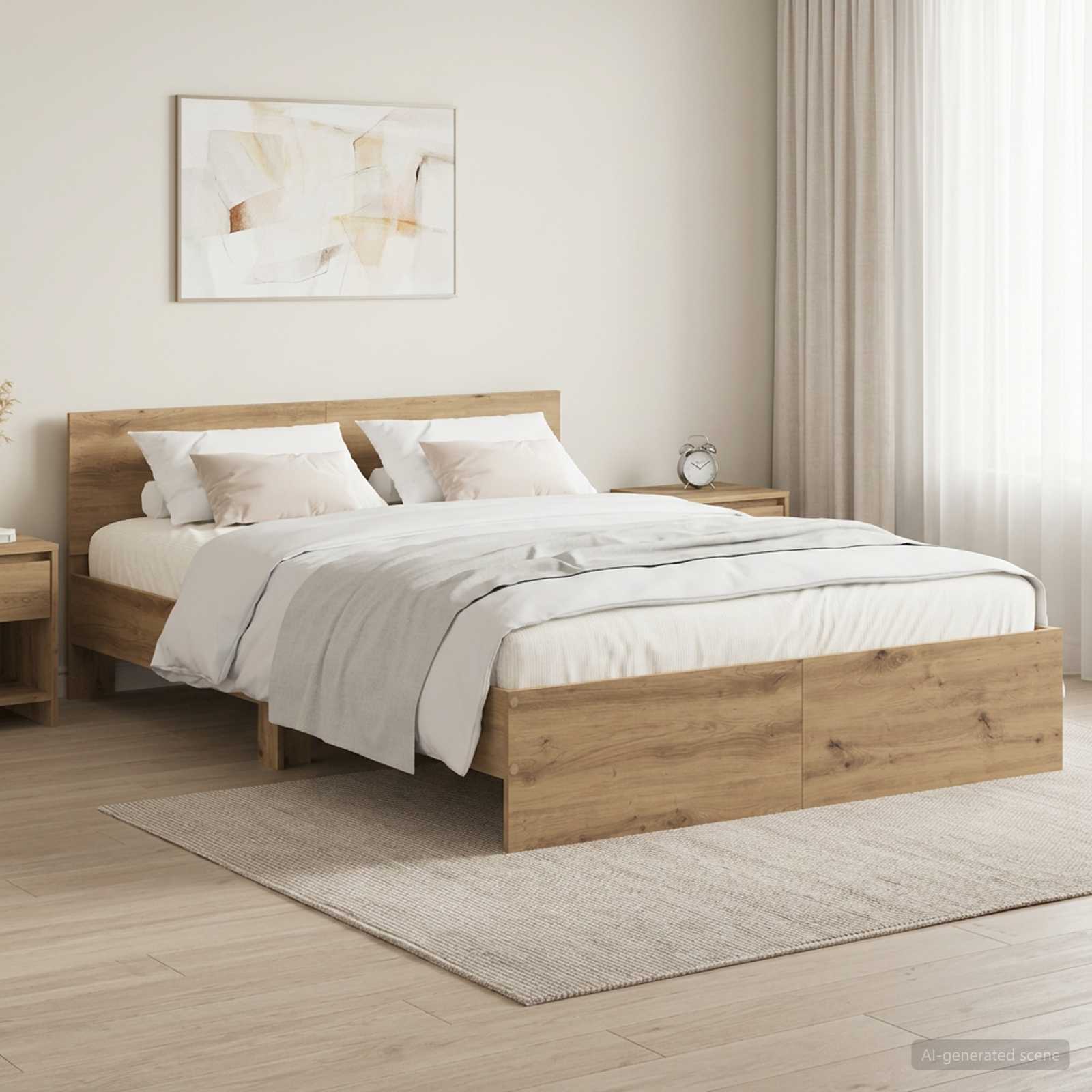 3445772_1.jpg vidaXL Rám postele s čelom Dub artisan 160 x 200 cm Kompozitné drevo – Obrázok 1