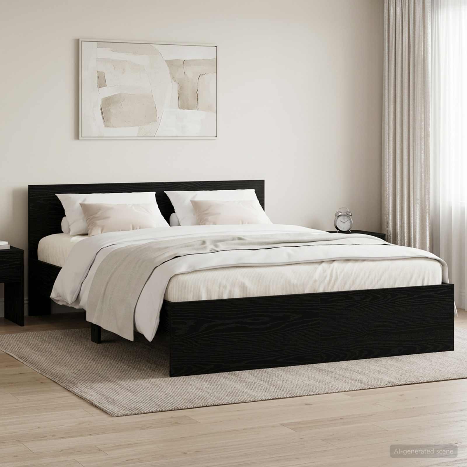 3445773_1.jpg vidaXL Rám postele s čelom Čierny dub 160 x 200 cm Kompozitné drevo – Obrázok 1