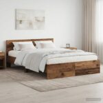 vidaXL Rám postele s čelom Staré drevo 140 x 200 cm Kompozitné drevo – Obrázok 8