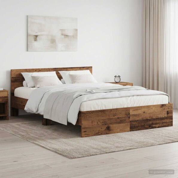 vidaXL Rám postele s čelom Staré drevo 140 x 200 cm Kompozitné drevo – Obrázok 8