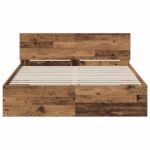 vidaXL Rám postele s čelom Staré drevo 140 x 200 cm Kompozitné drevo – Obrázok 3