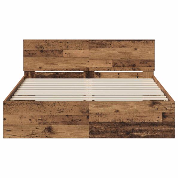 vidaXL Rám postele s čelom Staré drevo 140 x 200 cm Kompozitné drevo – Obrázok 3