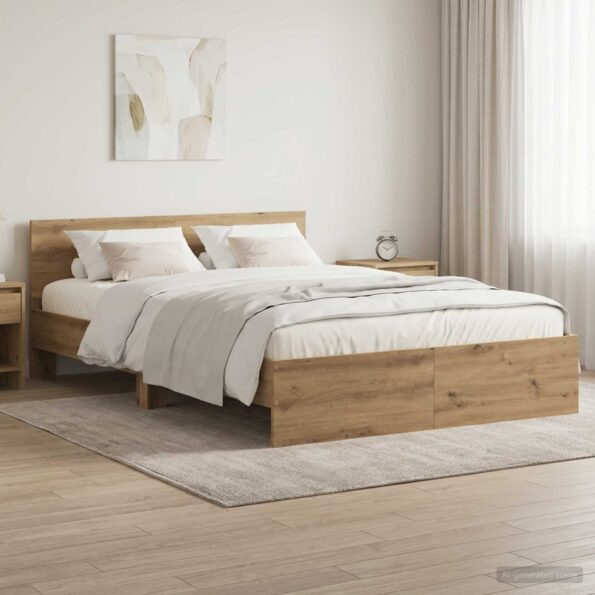 vidaXL Rám postele s čelom Dub artisan 140 x 200 cm Kompozitné drevo – Obrázok 8