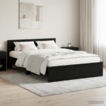 vidaXL Rám postele s čelom Čierny dub 140 x 200 cm Kompozitné drevo – Obrázok 8