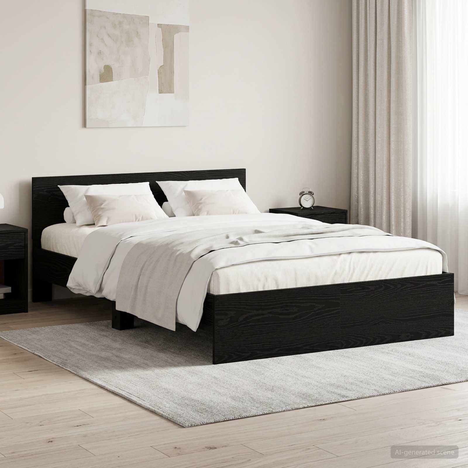 3445776_1.jpg vidaXL Rám postele s čelom Čierny dub 140 x 200 cm Kompozitné drevo – Obrázok 1