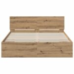 vidaXL Rám postele s čelom Dub artisan 120 x 200 cm Kompozitné drevo – Obrázok 3