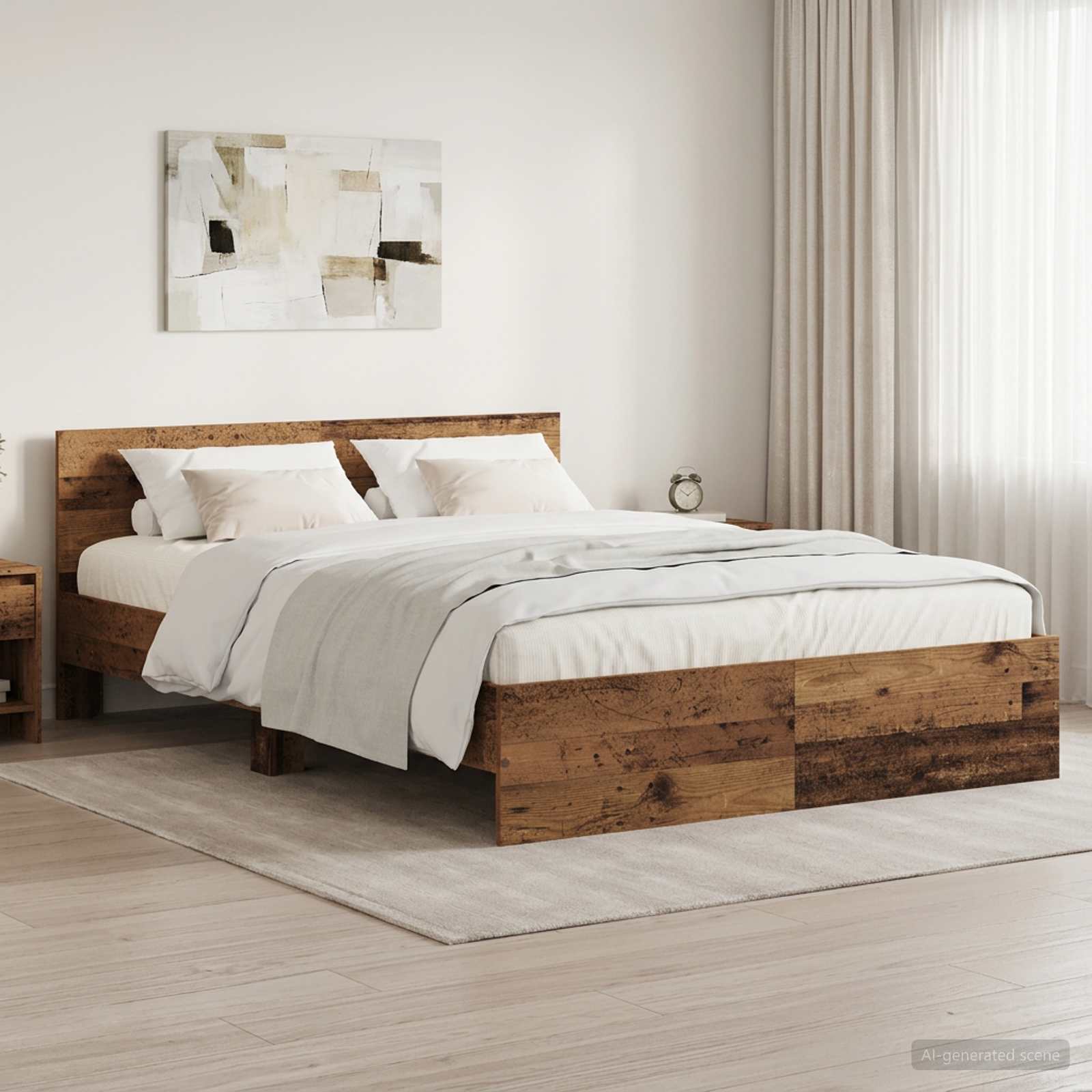 3445780_1.jpg vidaXL Rám postele s čelom Staré drevo 140 x 190 cm Kompozitné drevo – Obrázok 1