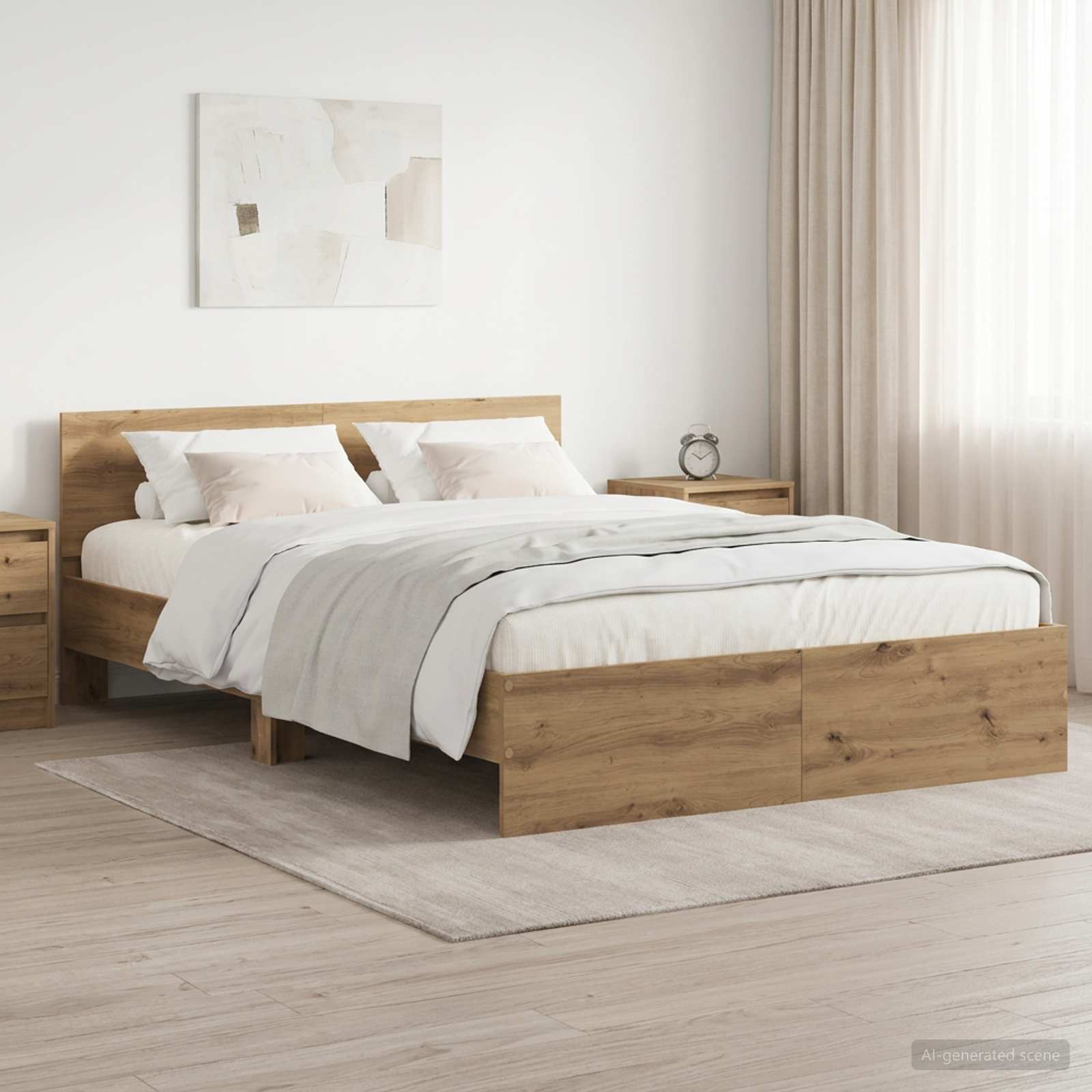3445781_1.jpg vidaXL Rám postele s čelom Dub artisan 140 x 190 cm Kompozitné drevo – Obrázok 1