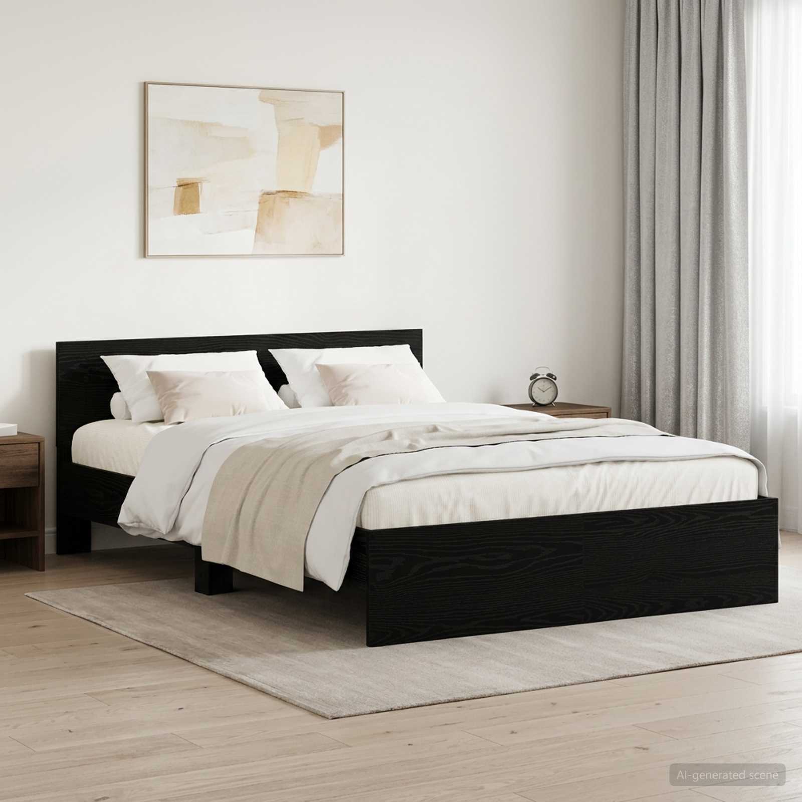 3445782_1.jpg vidaXL Rám postele s čelom Čierny dub 140 x 190 cm Kompozitné drevo – Obrázok 1