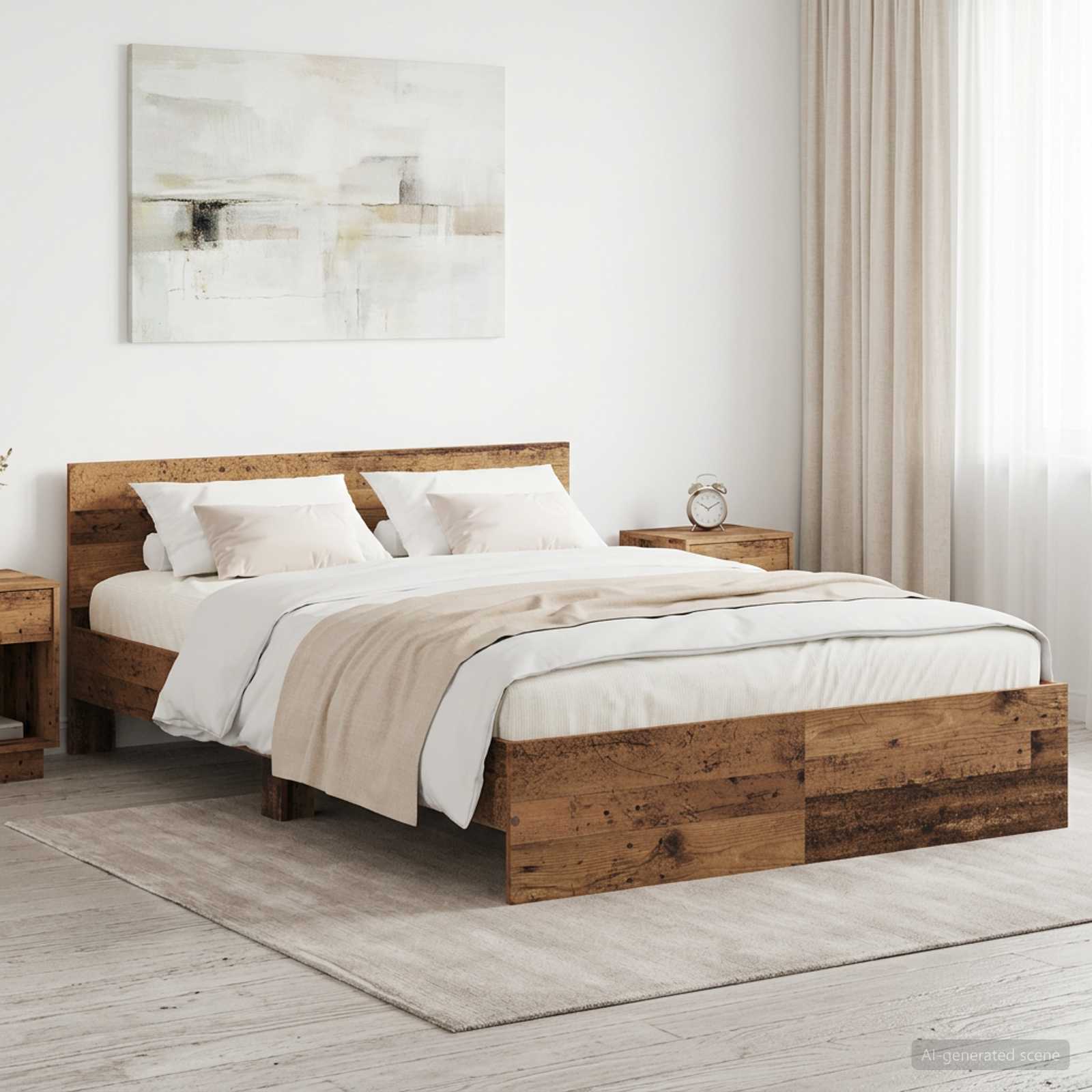 3445783_1.jpg vidaXL Rám postele s čelom Staré drevo 135 x 190 cm Kompozitné drevo – Obrázok 1