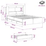 vidaXL Posteľový rám s úložným priestorom a čelom Dub artisan – Obrázok 9