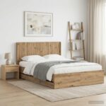 vidaXL Posteľový rám s úložným priestorom a čelom Artisan Oak