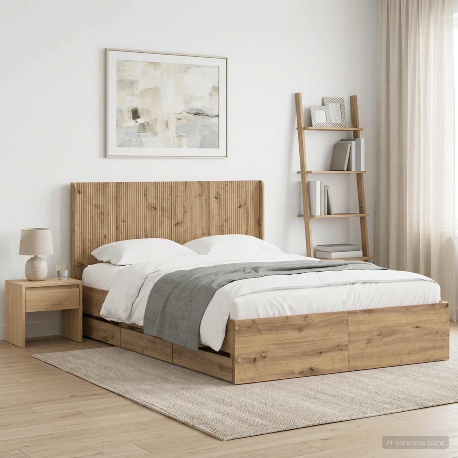 3445803_1.jpg vidaXL Posteľový rám s úložným priestorom a čelom Artisan Oak – Obrázok 1