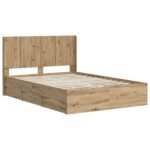vidaXL Posteľový rám s úložným priestorom a čelom Artisan Oak – Obrázok 2