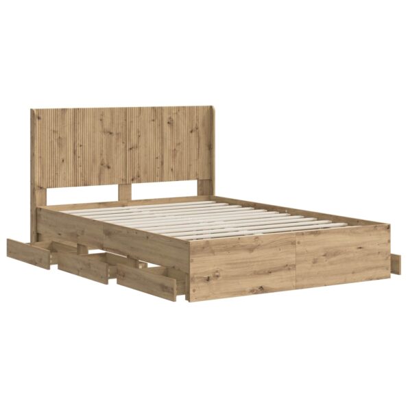 vidaXL Posteľový rám s úložným priestorom a čelom Artisan Oak – Obrázok 3