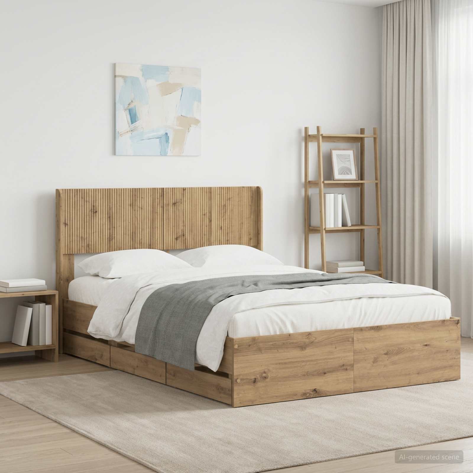 3445804_1.jpg vidaXL Posteľový rám s úložným priestorom a čelom Artisan Oak – Obrázok 1
