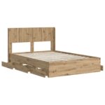 vidaXL Posteľový rám s úložným priestorom a čelom Artisan Oak – Obrázok 3