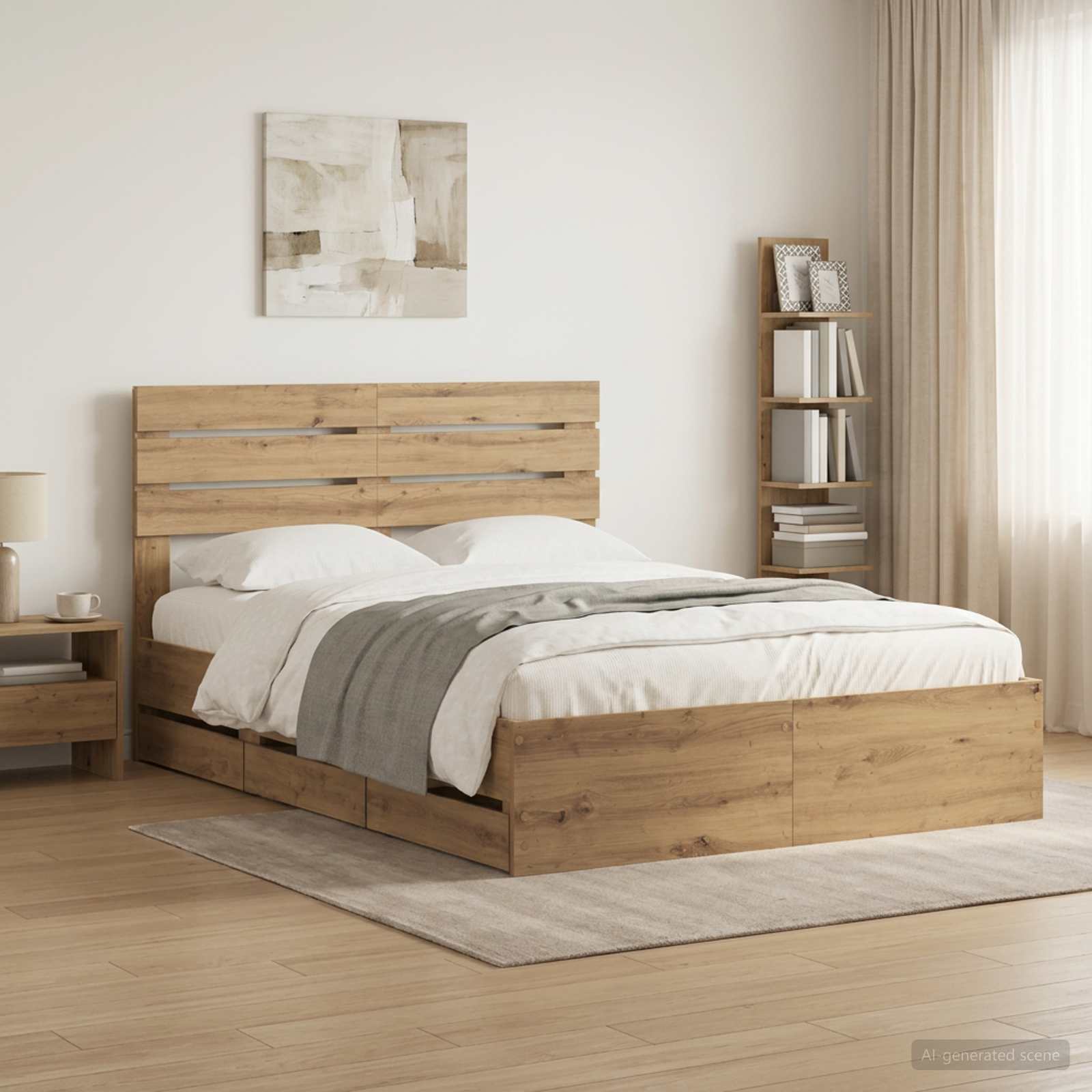 3445805_1.jpg vidaXL Bed Frame with Storage and Headboard Artisan Oak 120 x 200 cm – Obrázok 1