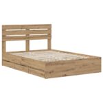 vidaXL Bed Frame with Storage and Headboard Artisan Oak 120 x 200 cm – Obrázok 2