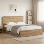vidaXL Bed Frame with Storage and Headboard Artisan Oak 120 x 200 cm
