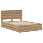 vidaXL Bed Frame with Storage and Headboard Artisan Oak 120 x 200 cm – Obrázok 2
