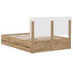 vidaXL Bed Frame with Storage and Headboard Artisan Oak 120 x 200 cm – Obrázok 5