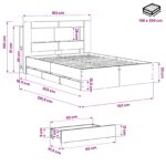 vidaXL Posteľový rám s úložným priestorom a čelom Dub artisan – Obrázok 9