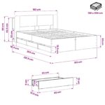 vidaXL Posteľový rám s úložným priestorom a čelom Dub artisan – Obrázok 9