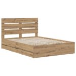 vidaXL Bed Frame with Storage and Headboard Artisan Oak 160 x 200 cm – Obrázok 2